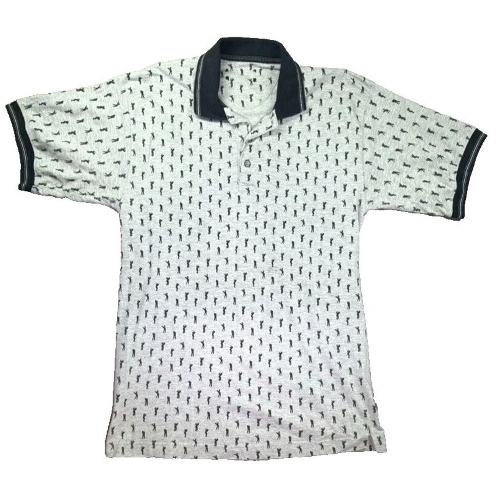 Frenzi Golf Polo Shirt Mens Large Gray Short Sleeve Masters Swing Player Graphic